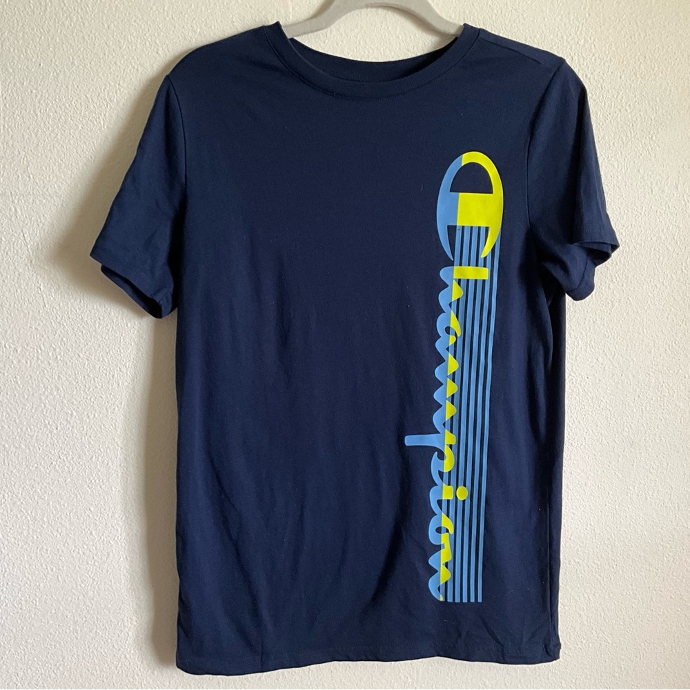 Champion Boys Dark Blue Tee with Yellow and Blue Graphic 18 20 XXL